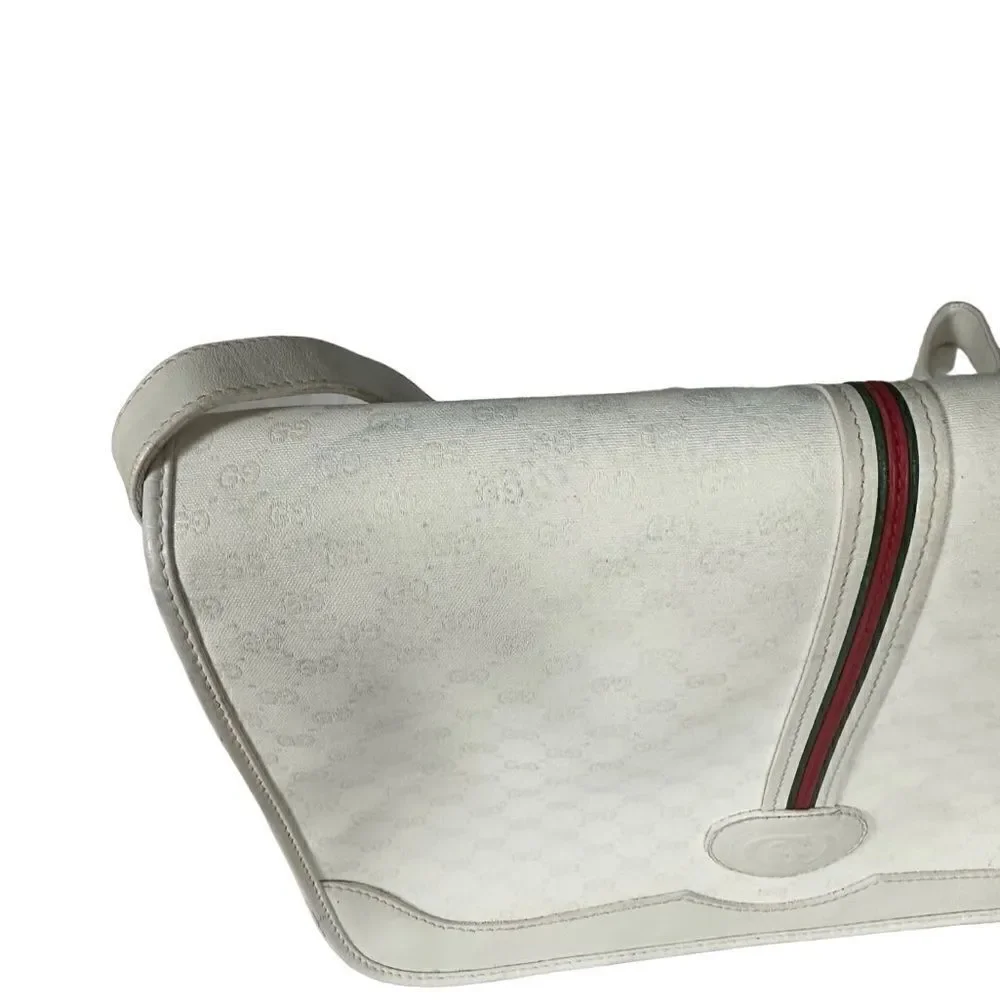 Gucci white gg canvas and leather crossbody bag